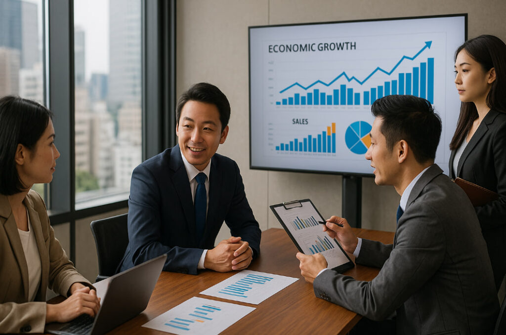 Ilustrasi bisnis dan ekonomi modern di Indonesia.