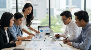 ilustrasi aktivitas ekonomi digital dan gaya hidup modern di Indonesia