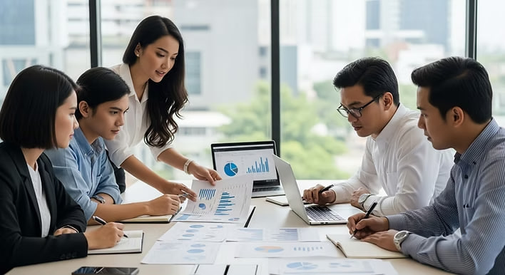 ilustrasi aktivitas ekonomi digital dan gaya hidup modern di Indonesia